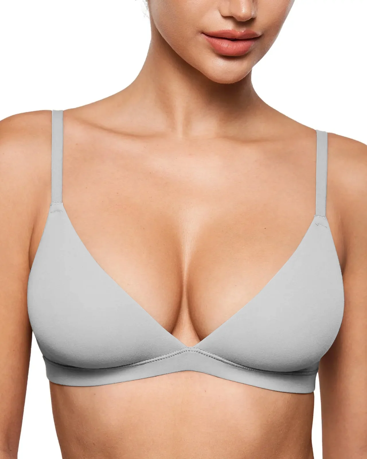 Triangle Bralette Unlined Seamless Deep V Wireless Bra
