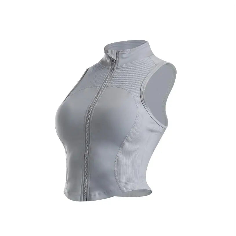 Sleeveless Zipper Yoga Tops