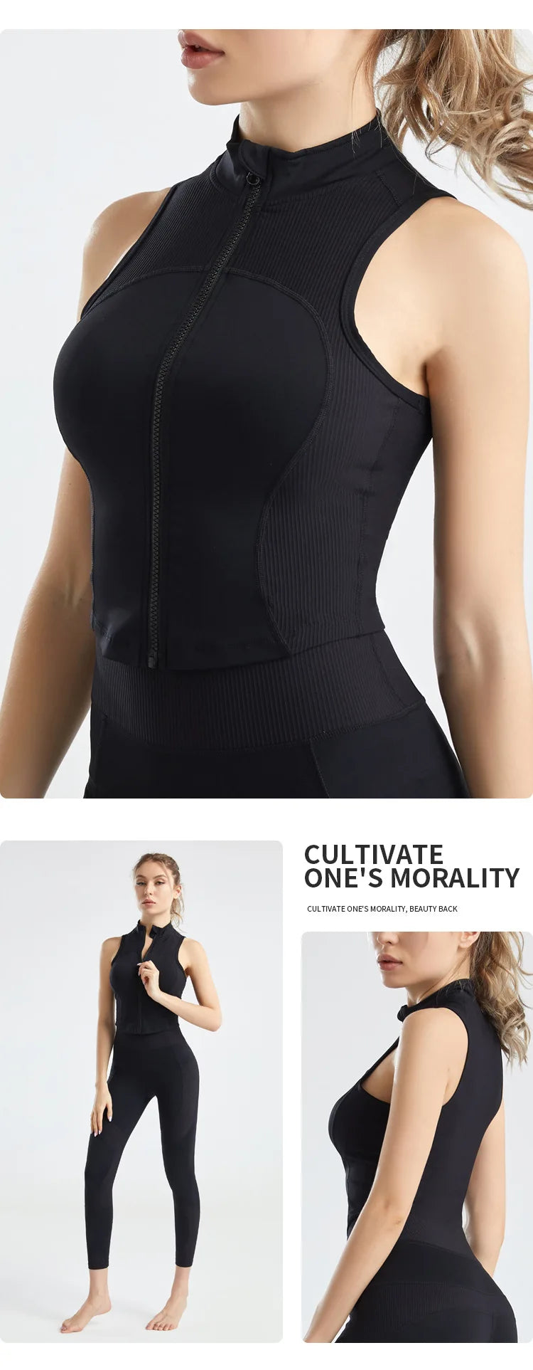 Sleeveless Zipper Yoga Tops