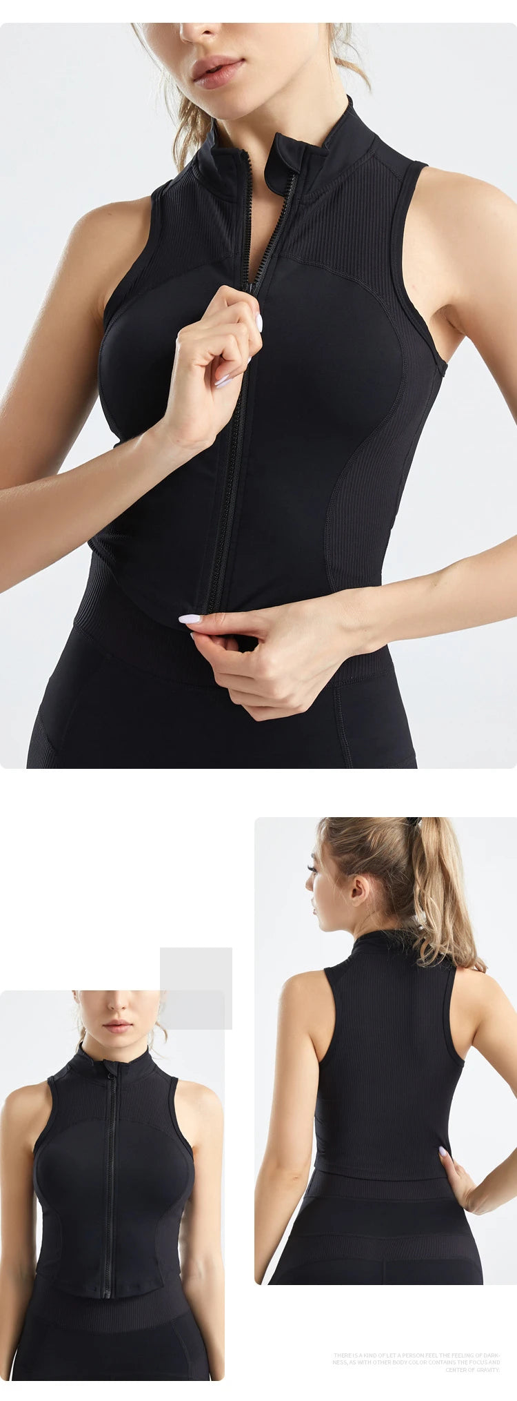 Sleeveless Zipper Yoga Tops