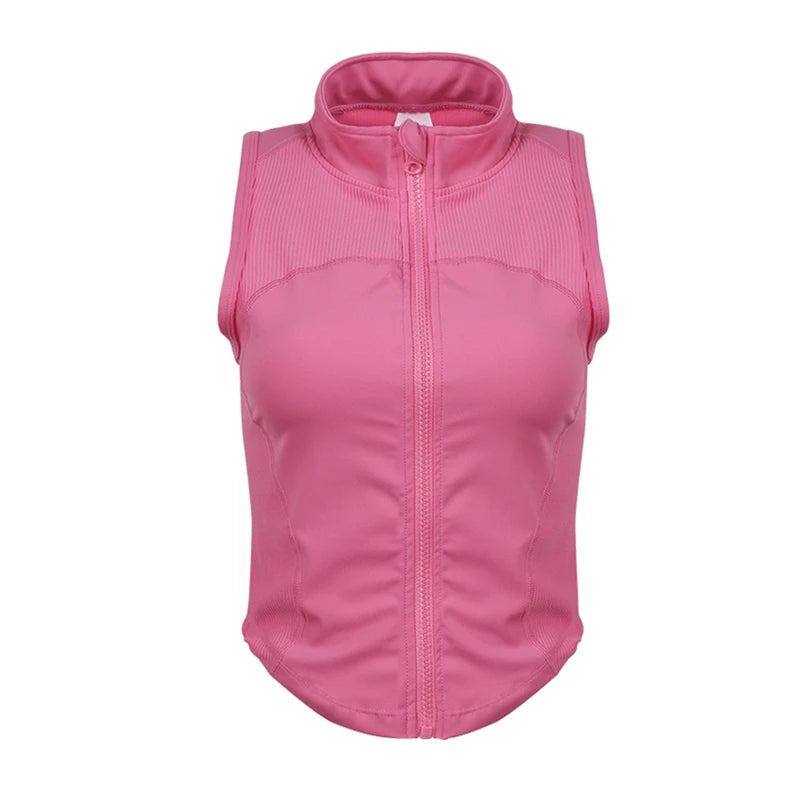 Sleeveless Zipper Yoga Tops