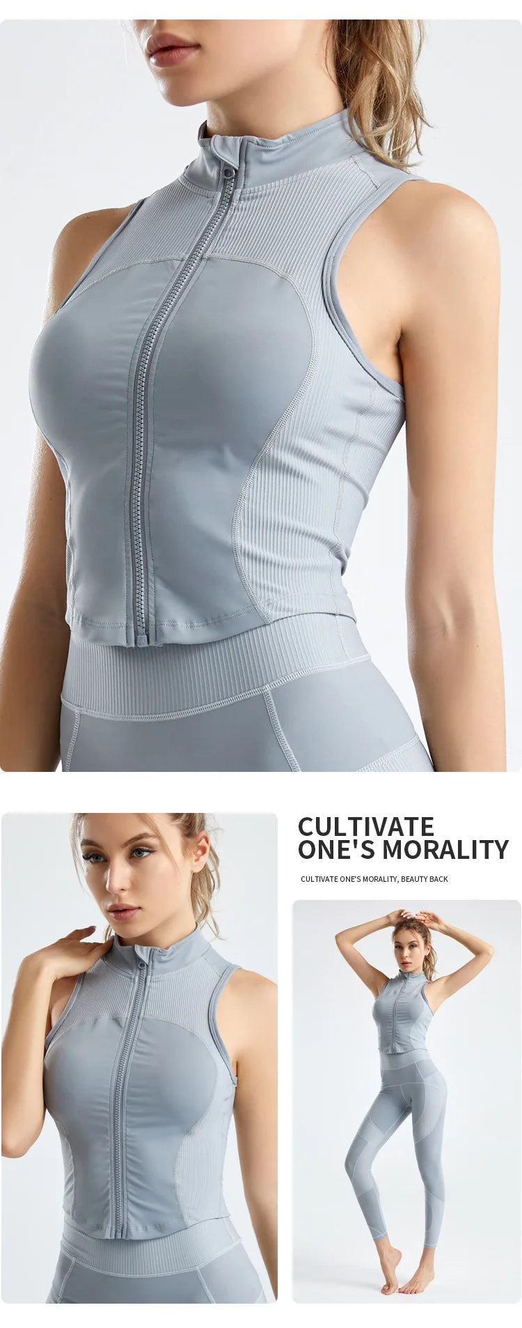 Sleeveless Zipper Yoga Tops