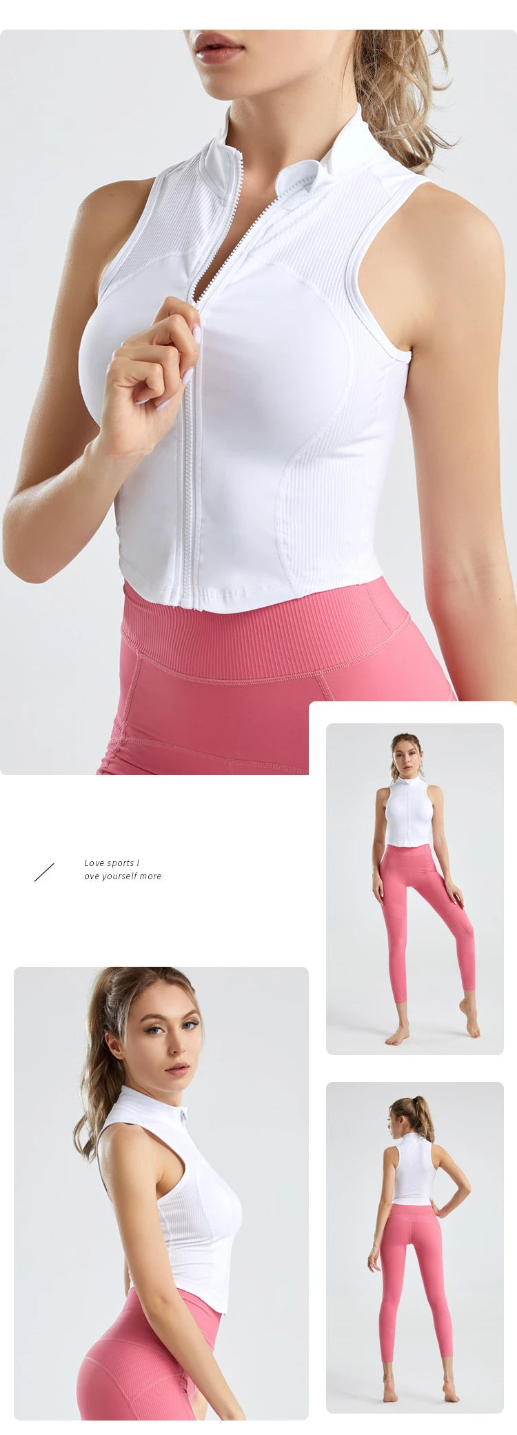Sleeveless Zipper Yoga Tops