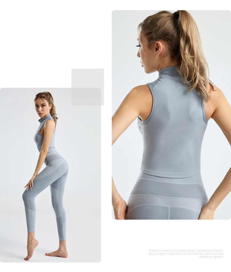 Sleeveless Zipper Yoga Tops