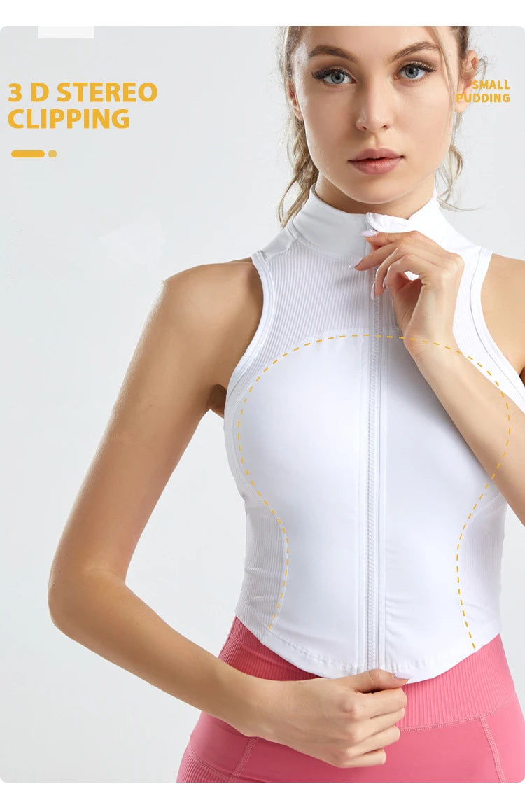 Sleeveless Zipper Yoga Tops