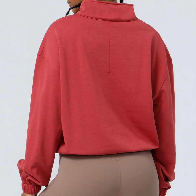 Carethier Winter Sports Jacket – Warm Half-Zip Loose Fit Running Coat