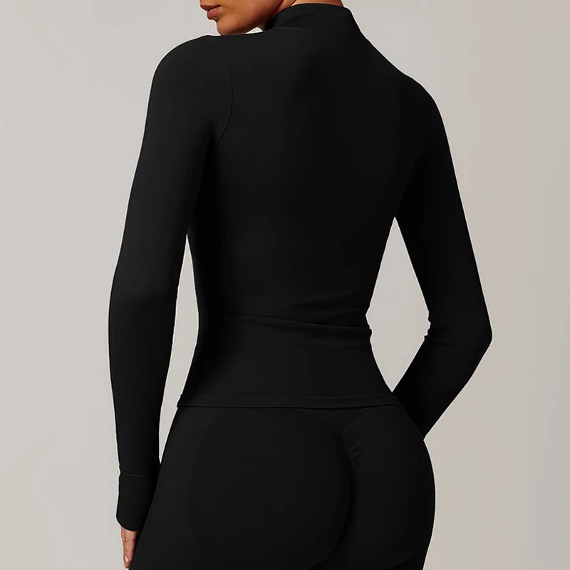 Carethier Slim Fit Sports Jacket – Quick-Dry Zip-Up Yoga & Workout Top