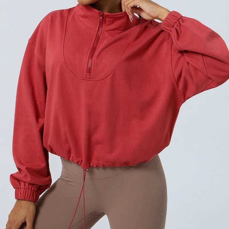 Carethier Winter Sports Jacket – Warm Half-Zip Loose Fit Running Coat