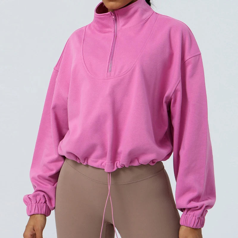 Carethier Winter Sports Jacket – Warm Half-Zip Loose Fit Running Coat