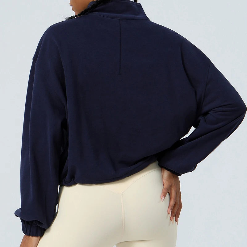 Carethier Winter Sports Jacket – Warm Half-Zip Loose Fit Running Coat