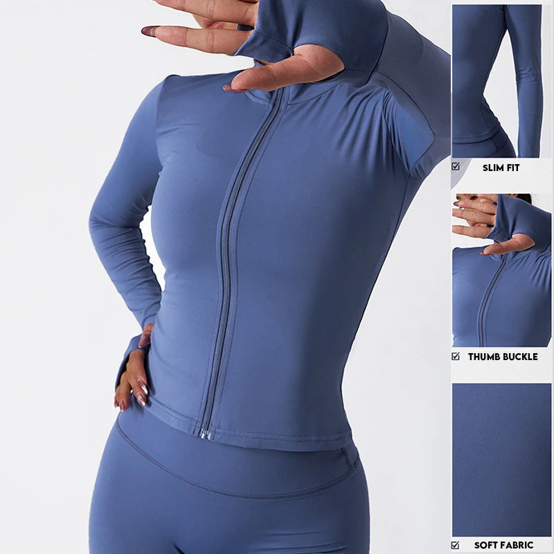 Carethier Elastic Running Jacket – Quick-Dry Long Sleeve Workout Coat