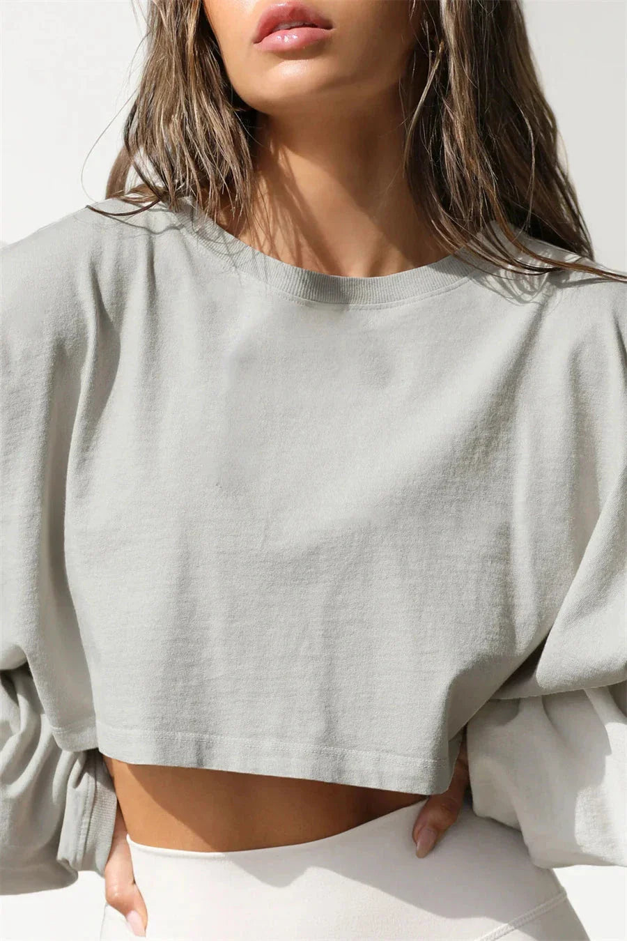 Emblem Crop Top Long Sleeve