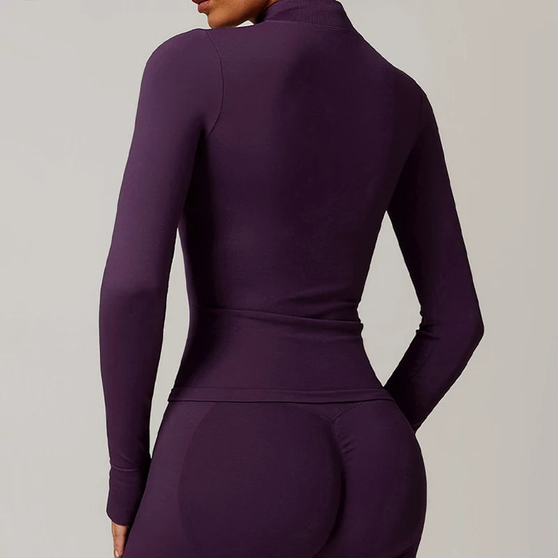 Carethier Slim Fit Sports Jacket – Quick-Dry Zip-Up Yoga & Workout Top
