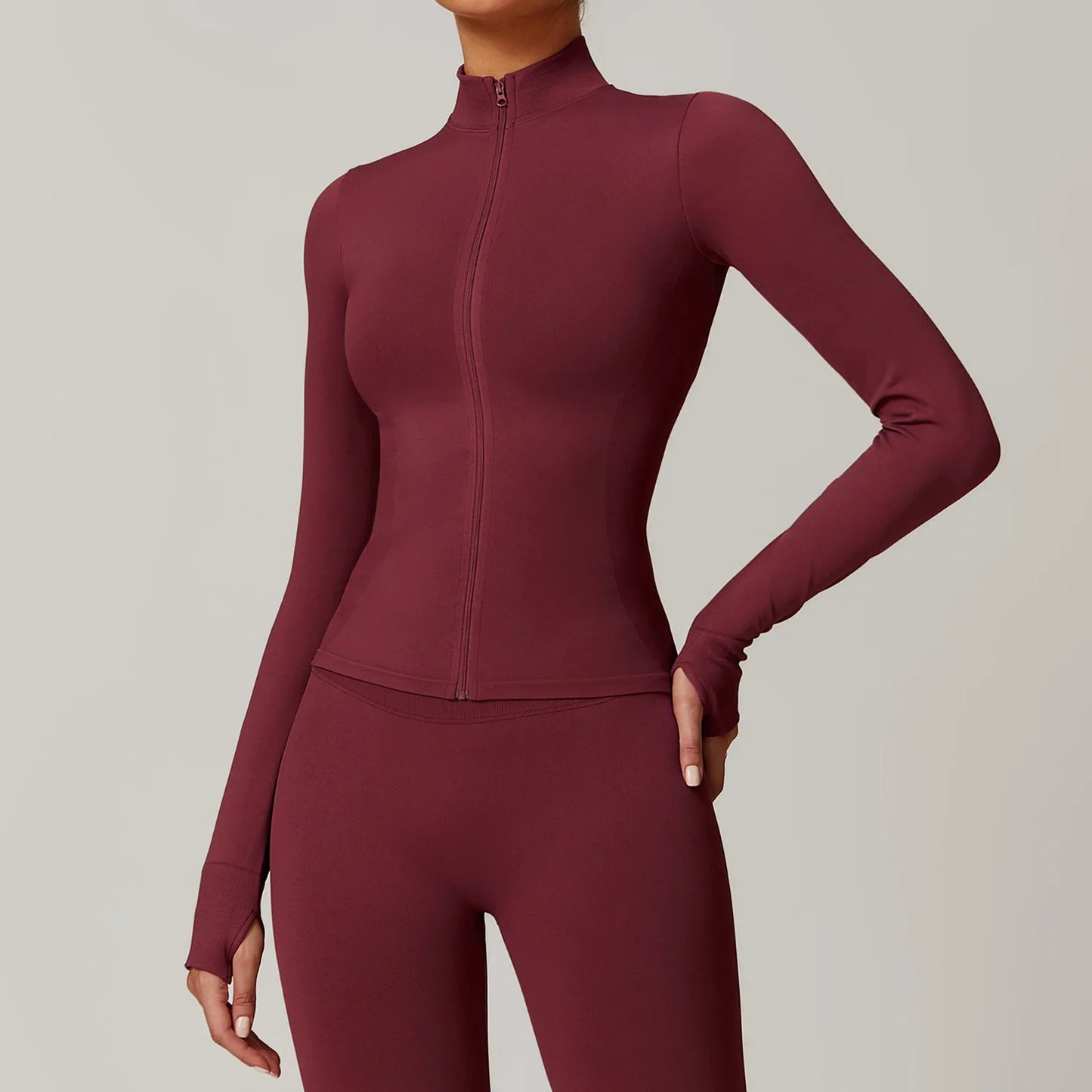 Carethier Slim Fit Sports Jacket – Quick-Dry Zip-Up Yoga & Workout Top