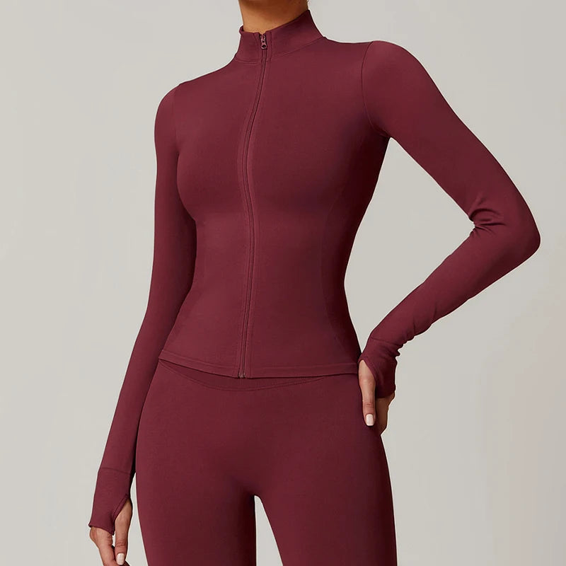 Carethier Slim Fit Sports Jacket – Quick-Dry Zip-Up Yoga & Workout Top