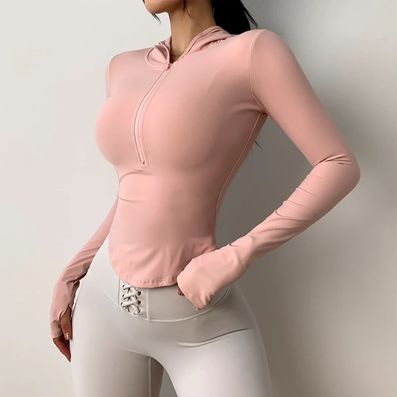 Stretch Sports Jacket – Slim Fit Zip-Up Yoga & Running Hoodie
