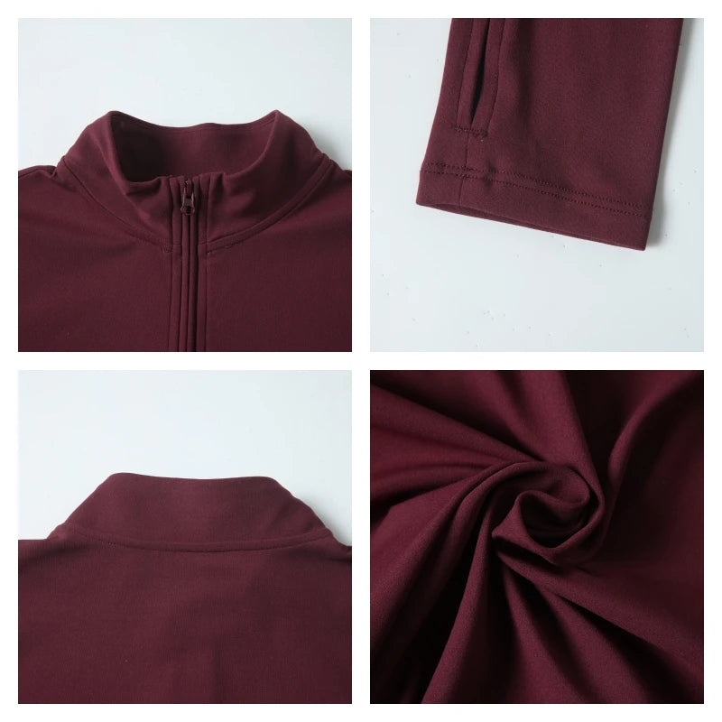 Carethier High Collar Sports Shirt – Quick-Dry Long Sleeve Yoga Top