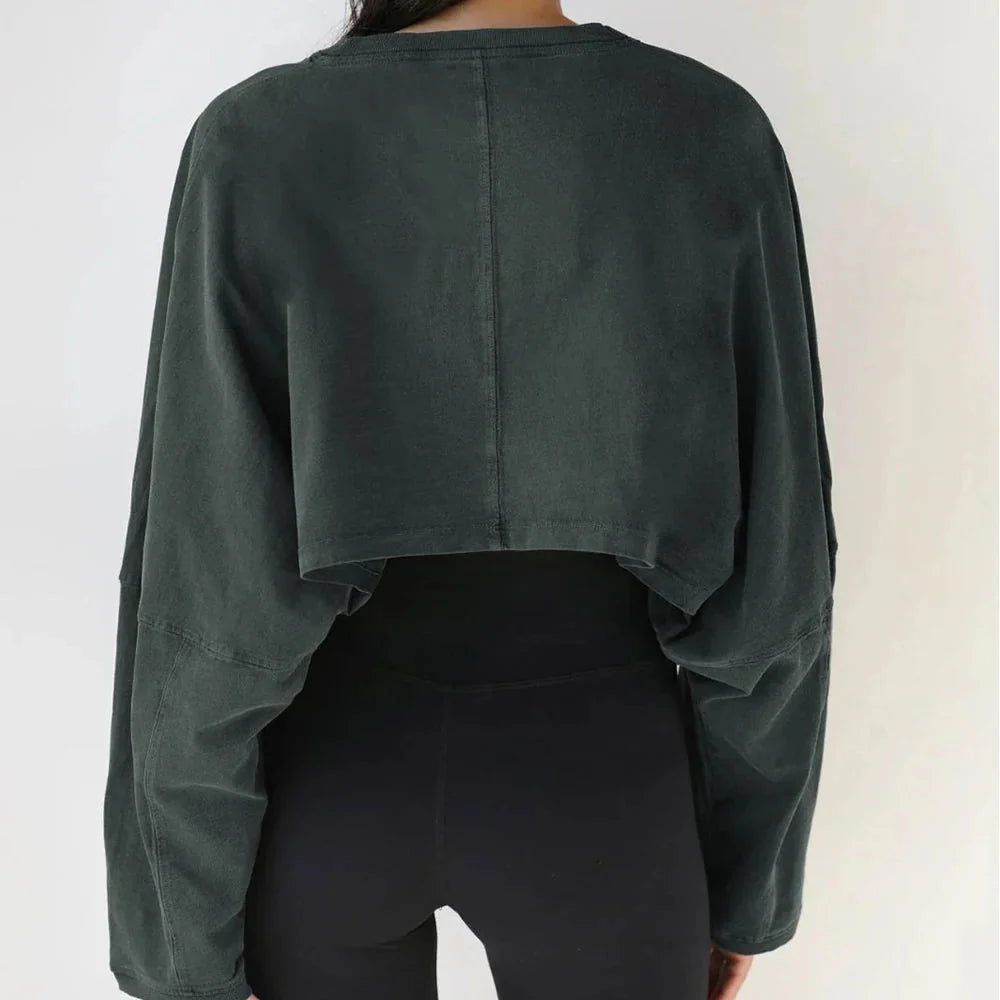 Emblem Crop Top Long Sleeve