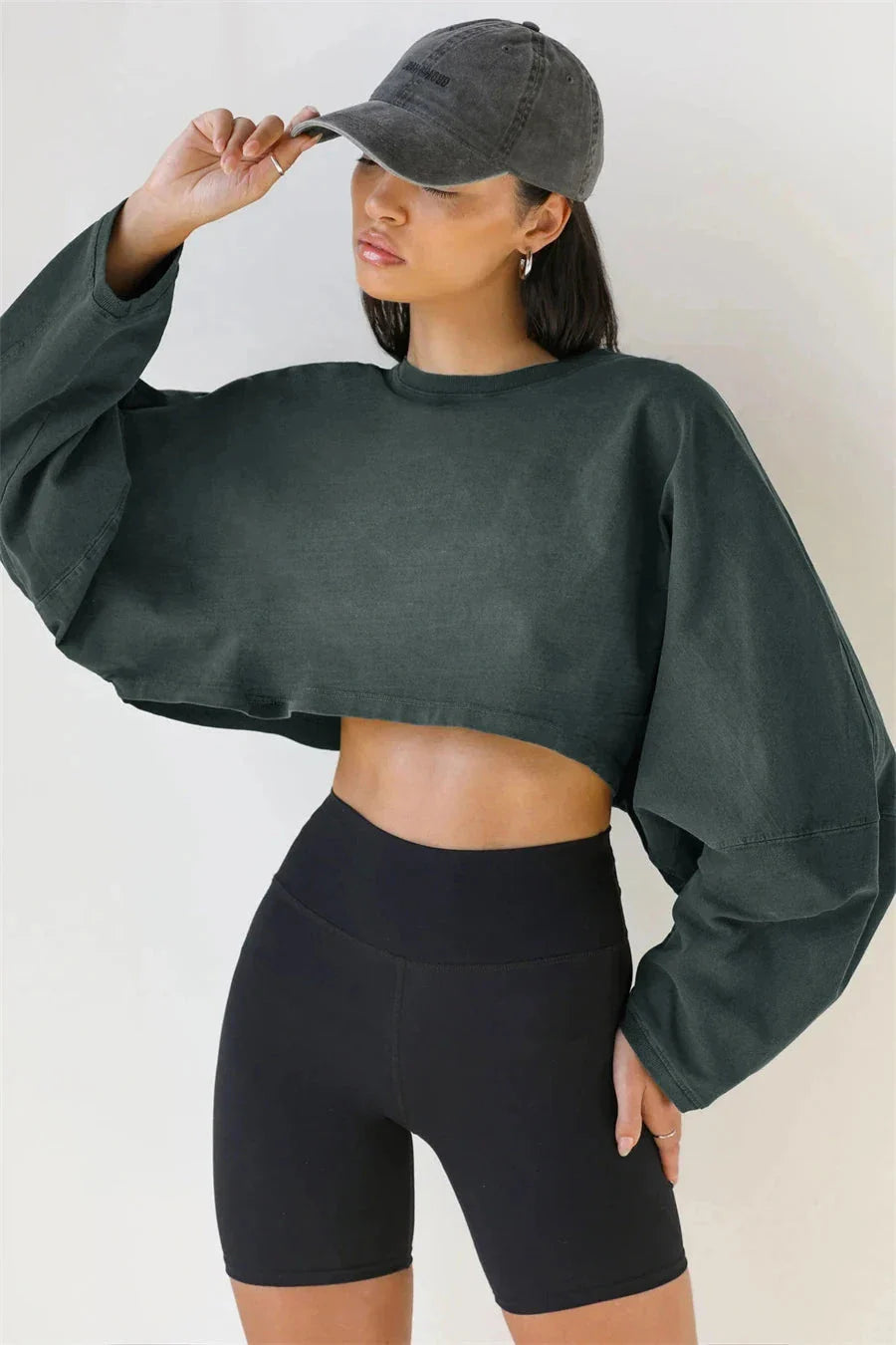Emblem Crop Top Long Sleeve