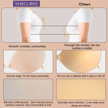 Hemmed Round Cup Supportive Adhesive Push Up Bra-(2 PACK)