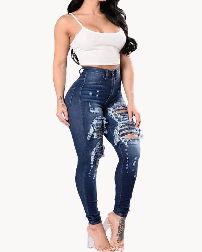 Women's Ripped Denim Pants