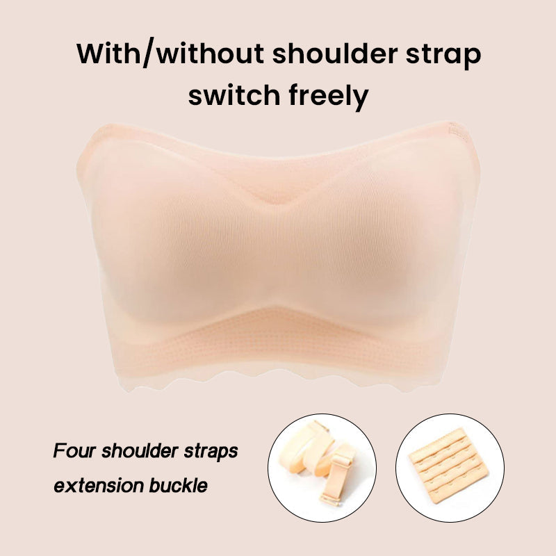 PLUS SIZE STRAPLESS INVISIBLE PUSH UP BRA - 2PCS(Beige+Black)