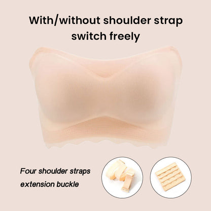 PLUS SIZE STRAPLESS INVISIBLE PUSH UP BRA - 2PCS Beige