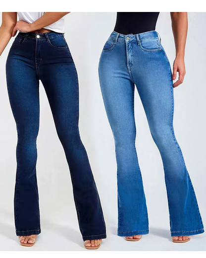 High Waist Slim Stretch Flared Jeans