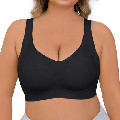 -Enhanced w Support Adjustment Comfort Bra-Black