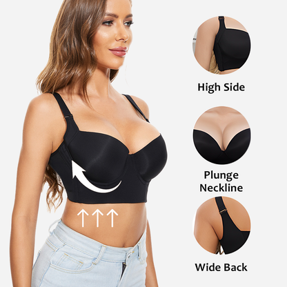 Push-Up Back Smoothing Bra - Black+Beige (2 PACK）