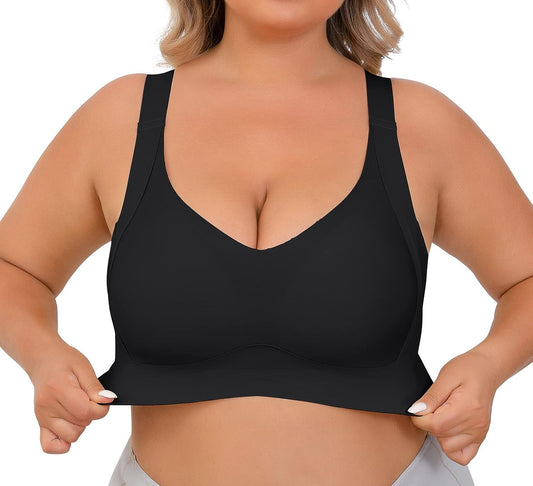 -Enhanced w Support Adjustment Comfort Bra-Black