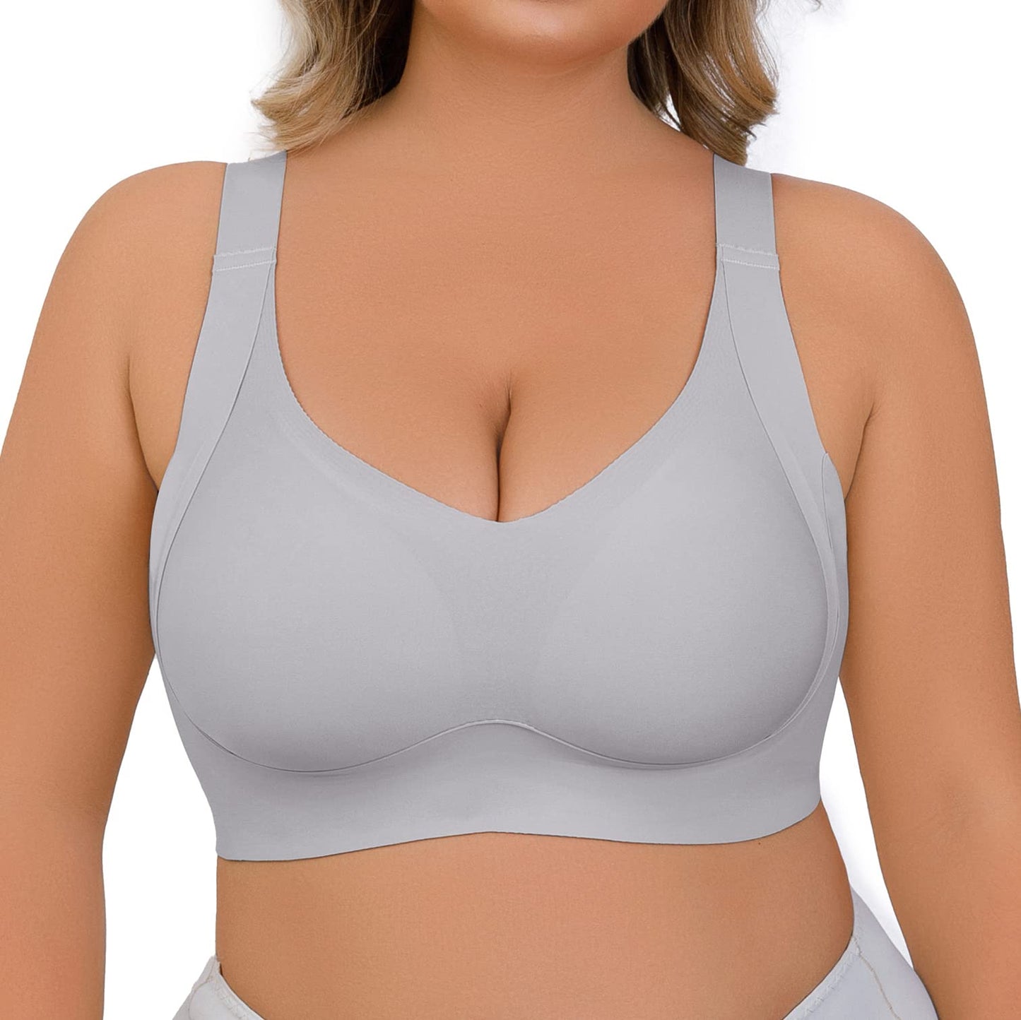 -Enhanced w Support Adjustment Comfort Bra-Grey