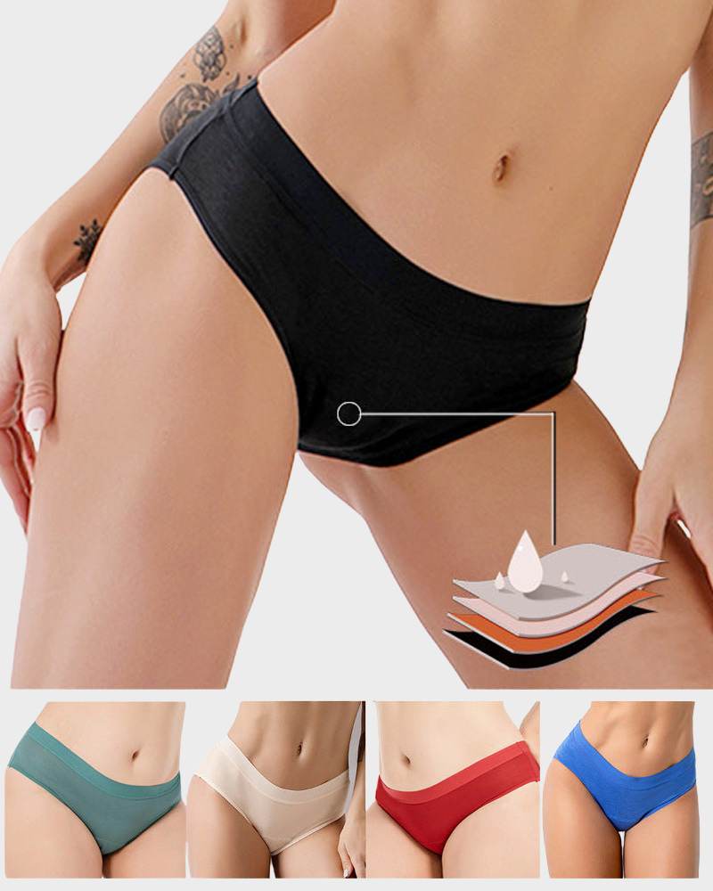 Low-waist bamboo fiber physiological underwear with four-layer protection for comfort