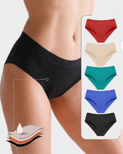 Low-waist bamboo fiber physiological underwear with four-layer protection for comfort