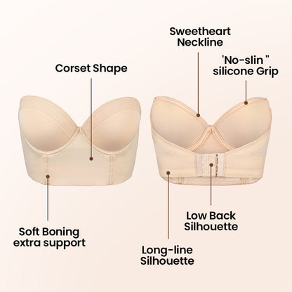 The Low Back Strapless Bra-(BUY 1 GET 1 FREE)Black+Nude