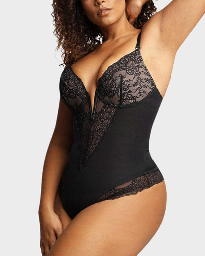 Sexy Lace Deep-V Neck Bodysuit