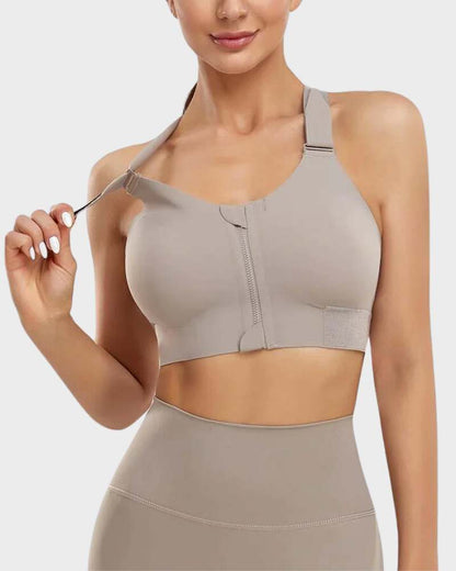 Women's High Impact Sports Bra Plus Size Zip-Front Shock Absober