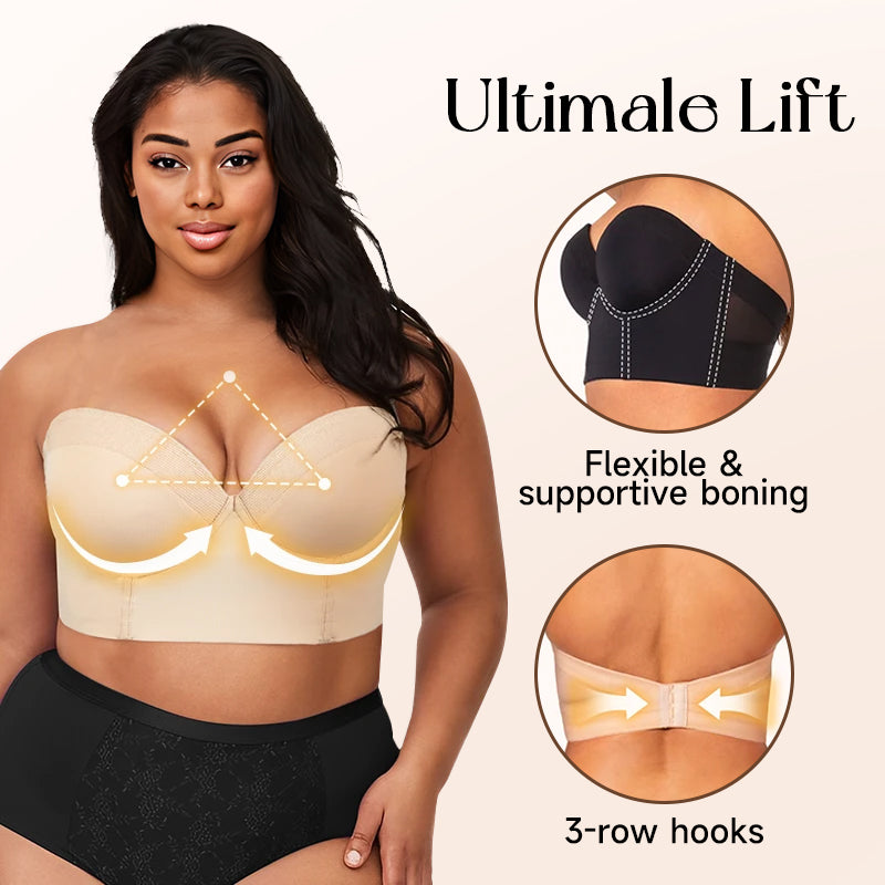 The Low Back Strapless Bra-(BUY 1 GET 1 FREE)Black+Nude