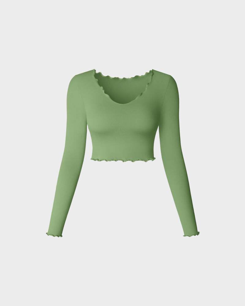 Long Sleeve V-Neck Cropped Top