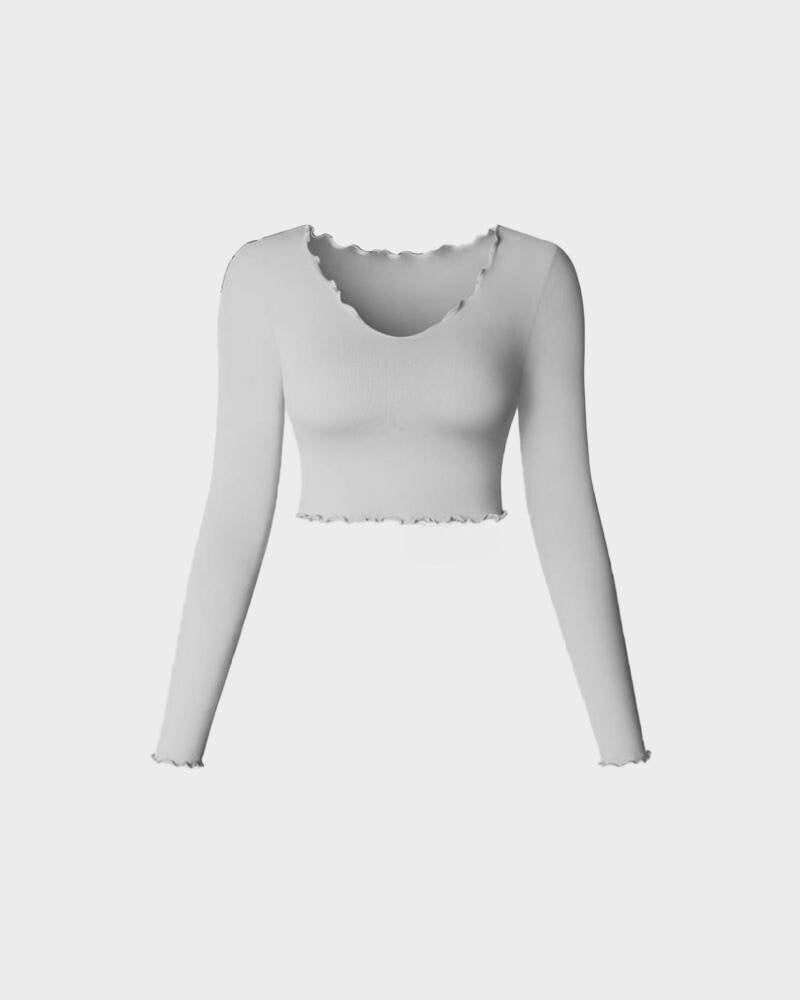 Long Sleeve V-Neck Cropped Top