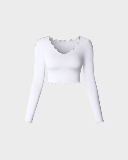 Long Sleeve V-Neck Cropped Top