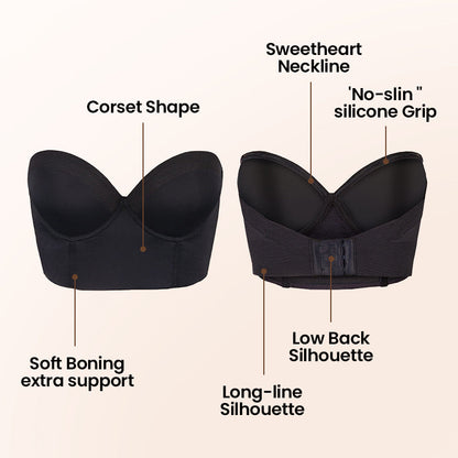 The Low Back Strapless Bra-(BUY 1 GET 1 FREE)Black+Nude