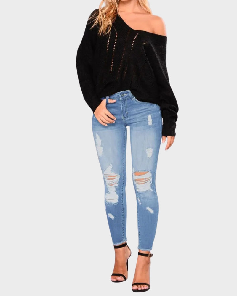 She Curve Women's Ripped Denim Pants