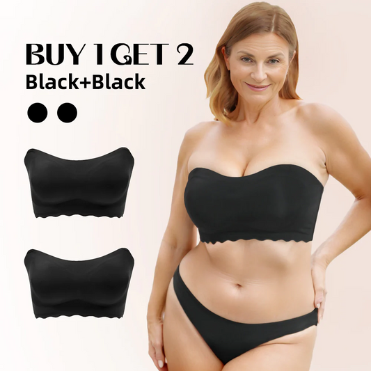 Plus Size Strapless Invisible Push Up Bra (Buy 1 Get 1 Free)-2PCS Black