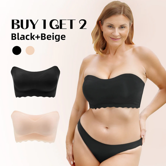 Plus Size Strapless Invisible Push Up Bra (Buy 1 Get 1 Free)-2PCS Beige+Black