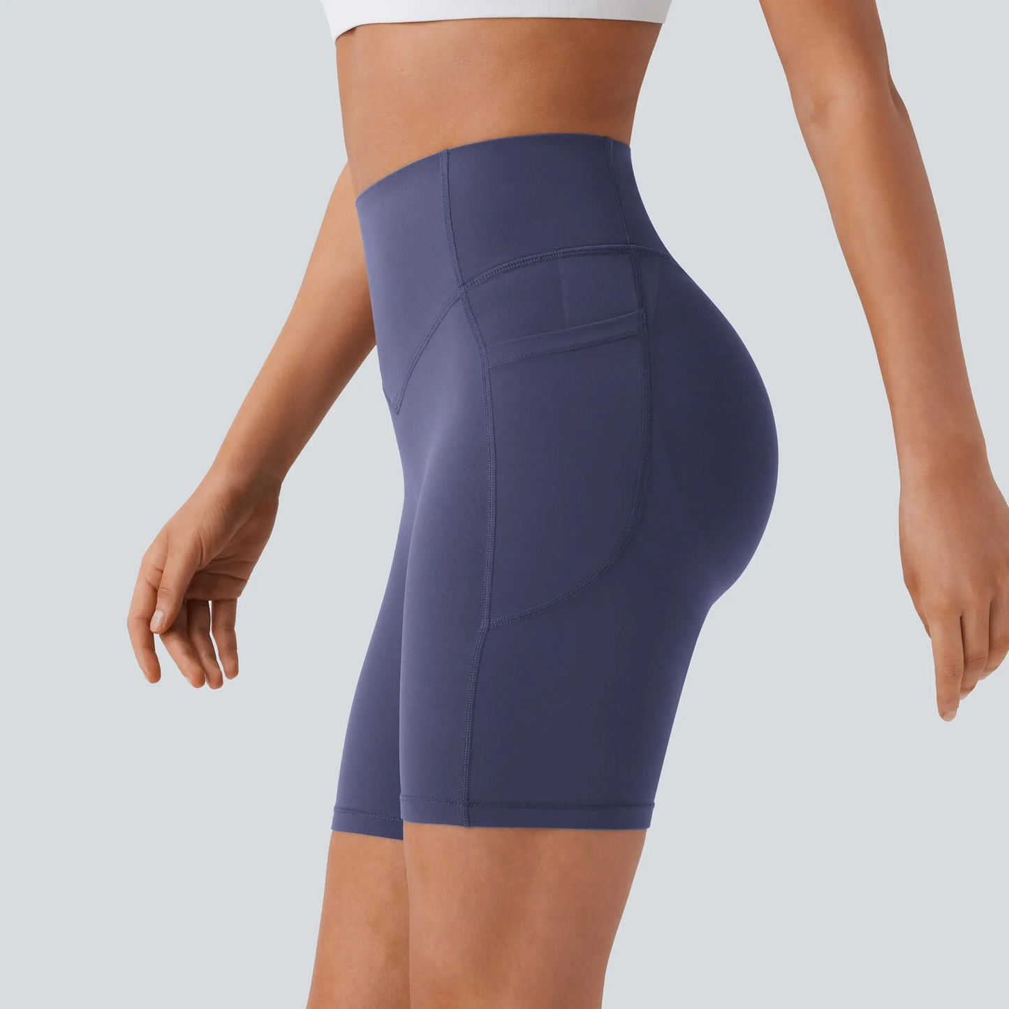 High-Waisted Tummy Control Athletic Shorts with Side Pockets