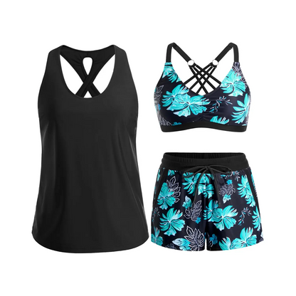 Women's Sporty Tankini Set with Shorts Pockets Athletic Bathing Suit 2026 Modest