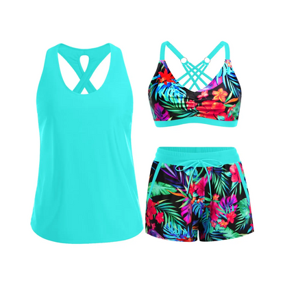 Women's Sporty Tankini Set with Shorts Pockets Athletic Bathing Suit 2026 Modest