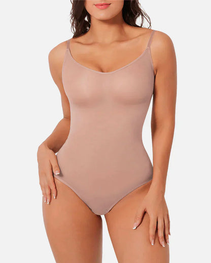 Seductive Seamless Cami Bodysuit Shapewear With Thong