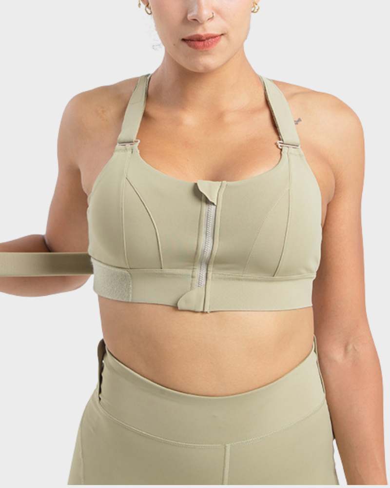 Women's High Impact Sports Bra Plus Size Zip-Front Shock Absober